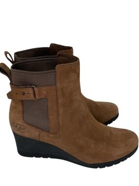 UGG Ankle Boots Indra Women's Brown Wedge Booties Size 8.5